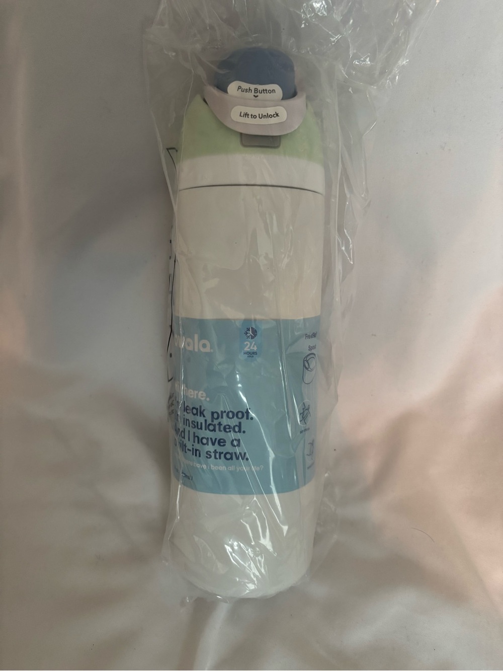 Owala 24Oz Insulated Bottle with Blue Panel & Lime Accent